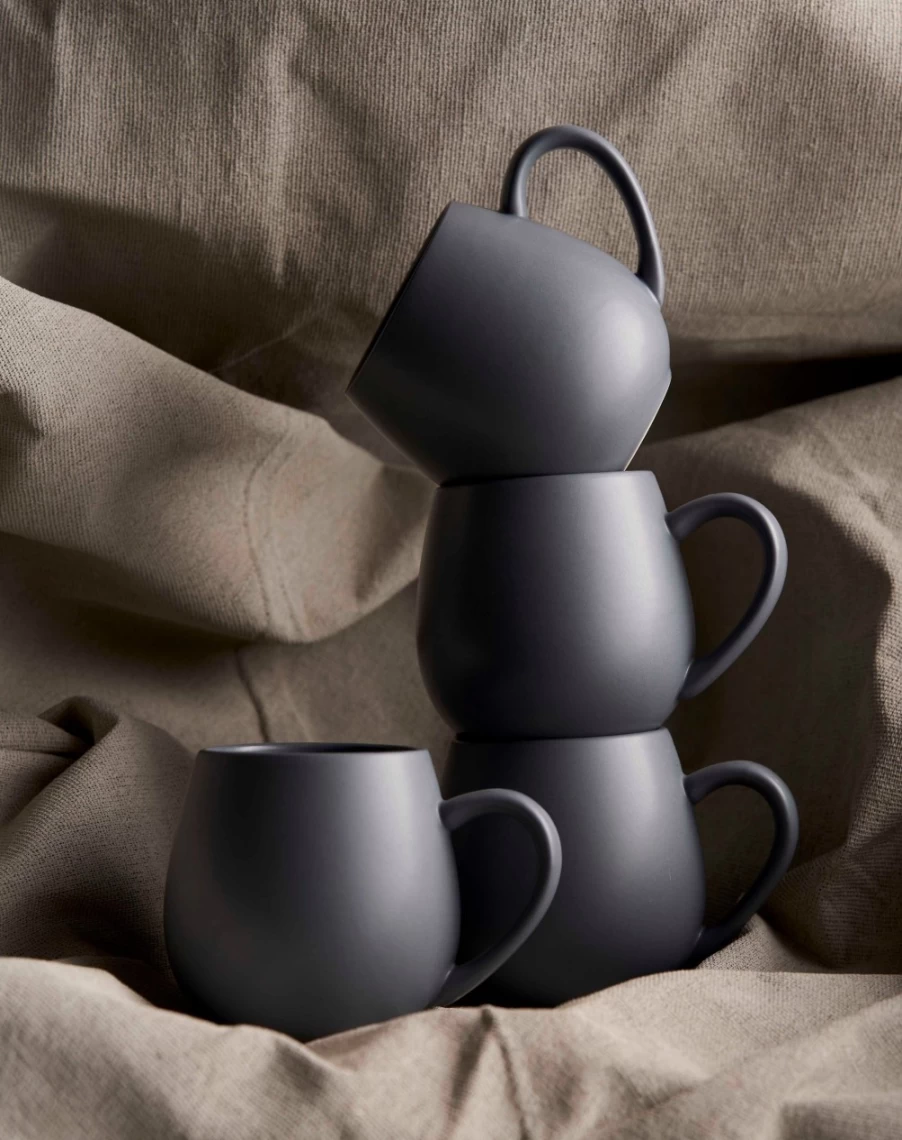 Robert Gordon Hug Me Mugs - Matte Grey Ceramic Coffee Cup with Comfort Grip