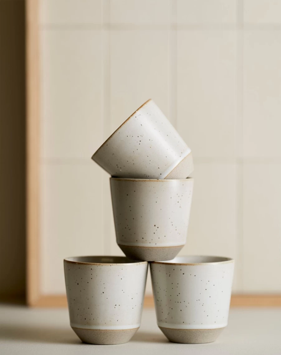 Robert Gordon Speckled White Ritual Latte Set - Ceramic Coffee Cup & Saucer