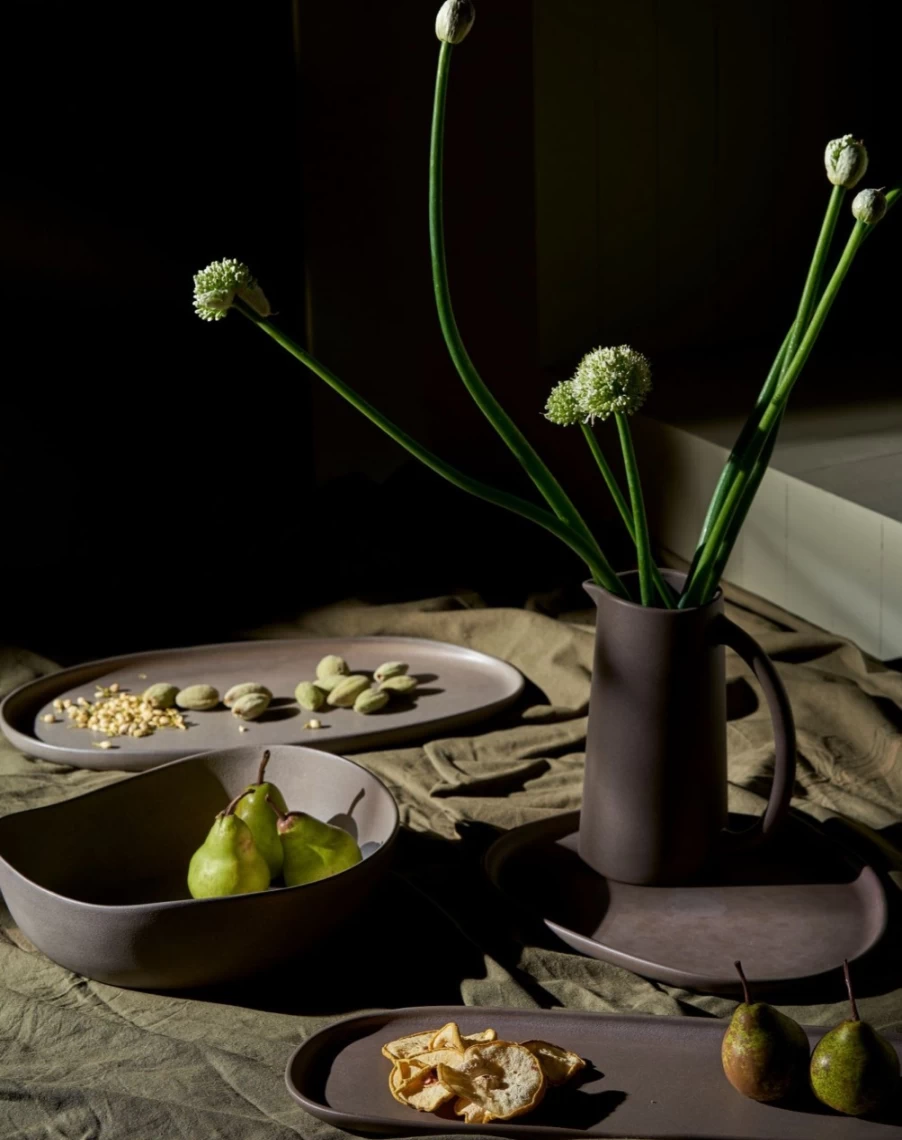 Robert Gordon Handcrafted Ceramic Serving Bowl - Elegant Slate Table Of Plenty Dish for Entertaining