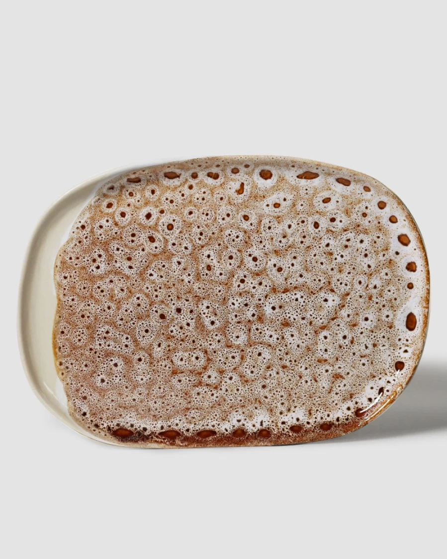 Robert Gordon White Ochre Oval Ceramic Serving Platter – Handcrafted Dining Tableware