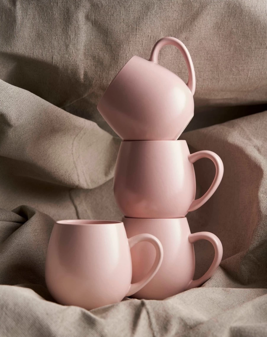 Robert Gordon Hug Me Mugs - Matte Pink Ceramic Coffee Cup with Comfort Grip