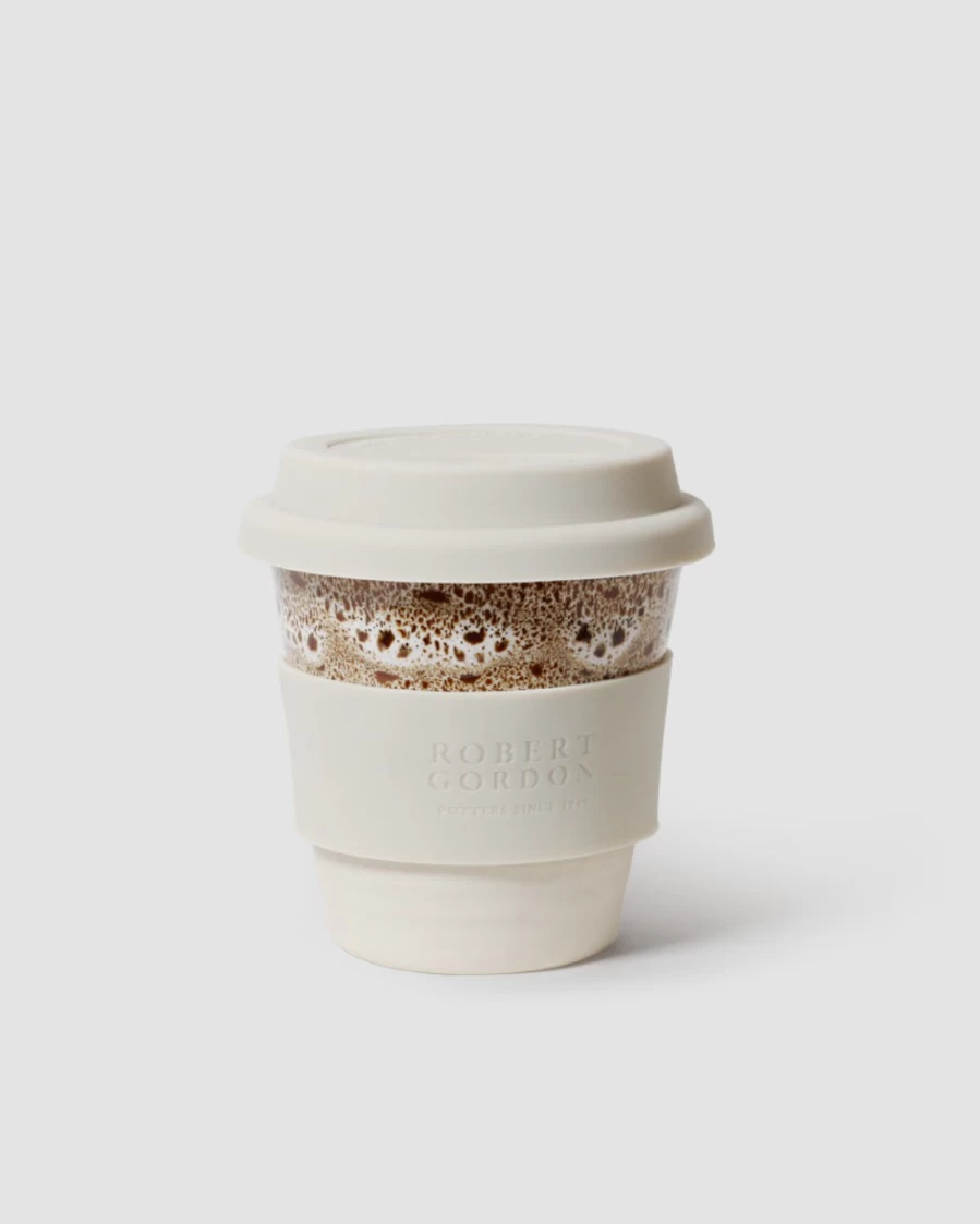 Robert Gordon White & Ochre Small Carousel Cup – Handcrafted Ceramic Tea Cup