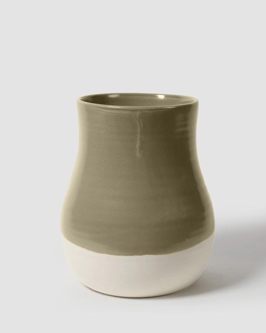 Robert Gordon Large Botanica Vase in Olive Green - Handcrafted Ceramic Home Decor
