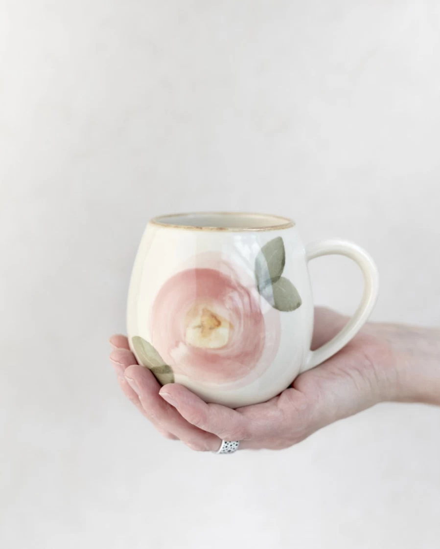 Robert Gordon Orchard Blossom Ceramic Canvas Mug - Handcrafted Floral Design Coffee Cup