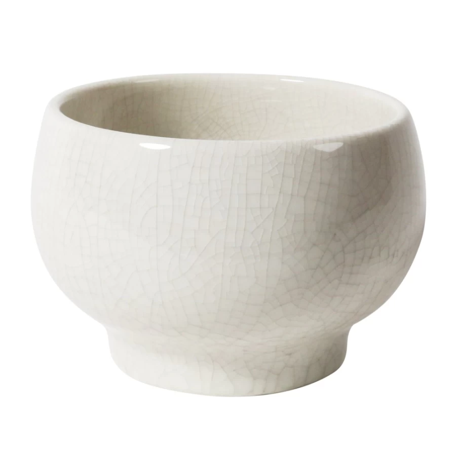 Robert Gordon White Crackle Ikebana Flower Vase - Handcrafted Ceramic Home Decor