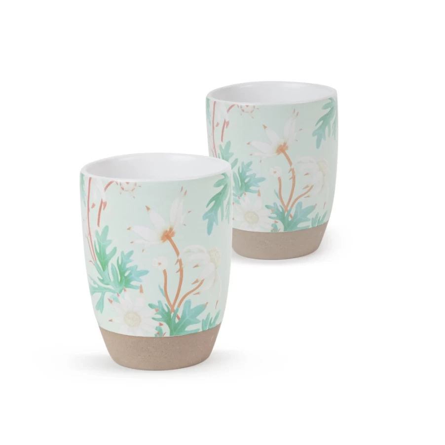 Robert Gordon Floral Lattes Mug - Flannel Flower Design Ceramic Coffee Cup