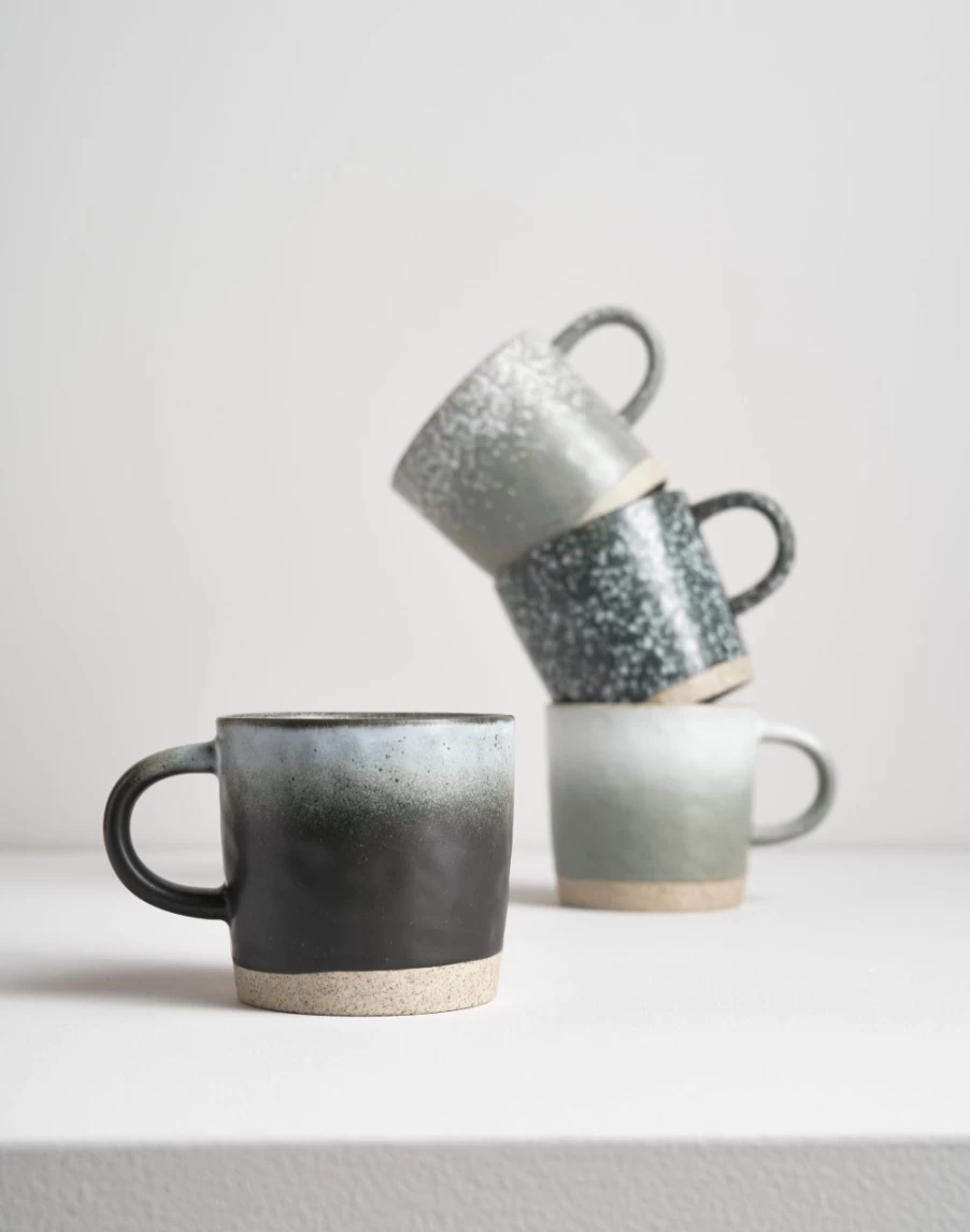Robert Gordon Strata Grey Ceramic Mug - Handcrafted Stoneware Coffee Cup