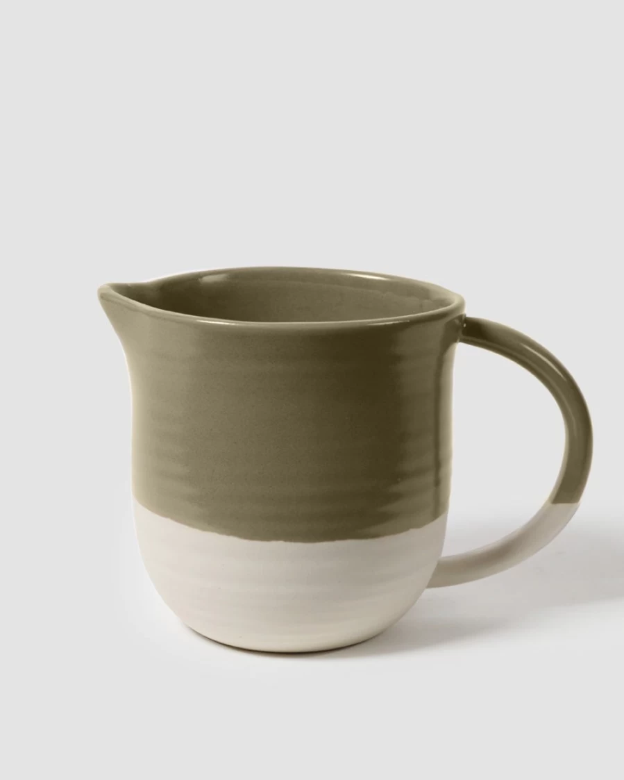 Robert Gordon Olive Green Briar Jug - Handcrafted Ceramic Pitcher for Water & Wine