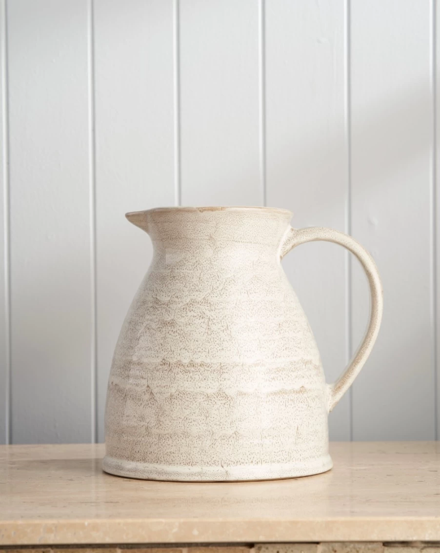 Robert Gordon Tall Ceramic Jug - Snow White Decorative Pitcher