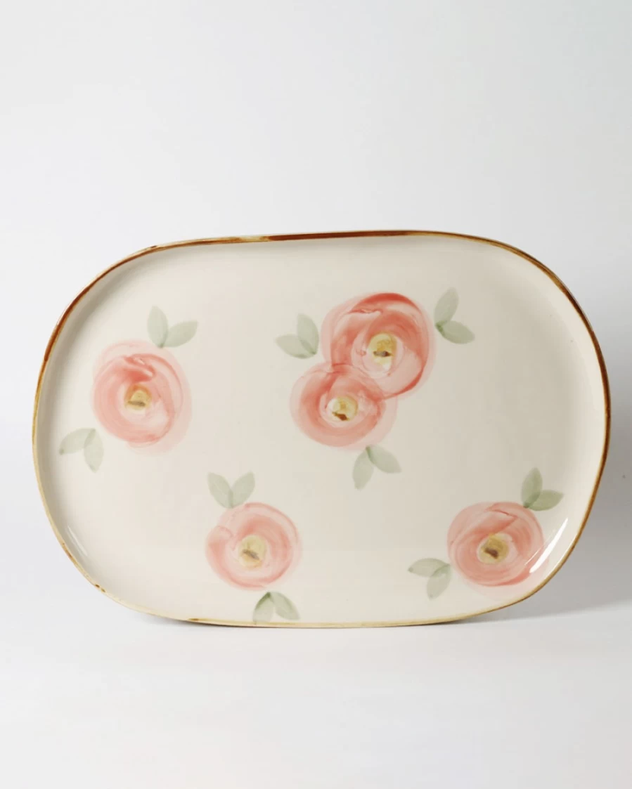 Robert Gordon Orchard Blossom Oval Ceramic Serving Platter - Handcrafted Decorative Dish