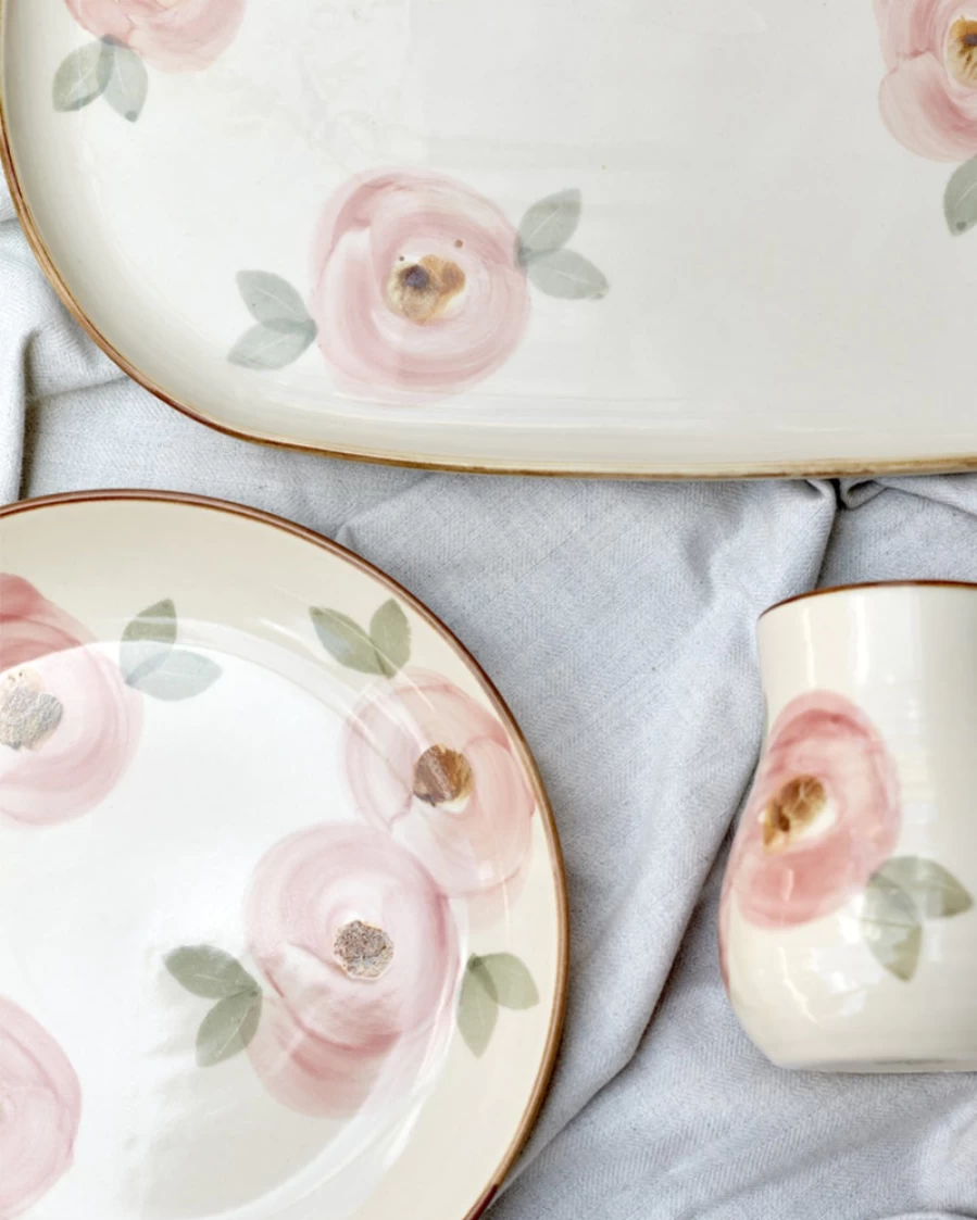 Robert Gordon Orchard Blossom Oval Ceramic Serving Platter - Handcrafted Decorative Dish