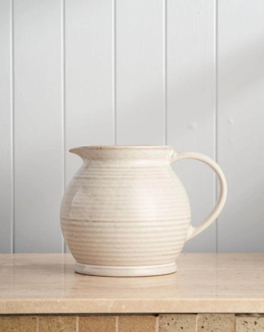 Robert Gordon Ceramic Round Jug with Snow Design - Handcrafted Pottery Home Decor